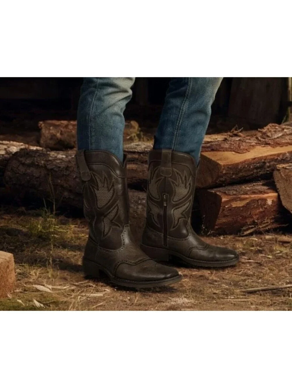 TruVeld Square Toe Western Cowboy Boots in brown Men's Size 12 NIB